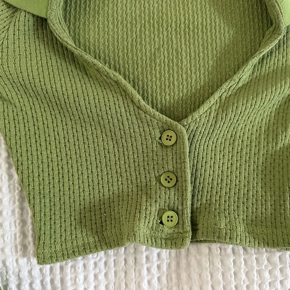 Princess Polly Green Ribbed Knit Top - Picture 2 of 4